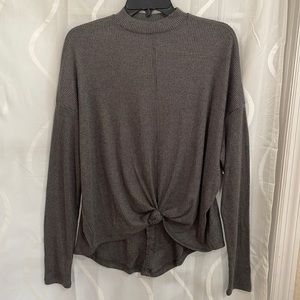 SO Long Sleeve Cozy Mockneck Knot Lightweight Sweater